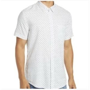 Rails Mens Carson Blue Fleur Shirt Size L Short Sleeve Button Up Linen Blend